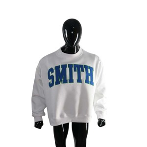 Sweat-shirt à col rond pour femme, imprimé Smith, blanc, 100% coton, tricoté, manches longues, style automne - Product Image 1