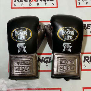 Gants de boxe en cuir véritable personnalisés « No Boxing No Life » pour l'entraînement et le sparring, avec fermeture auto-agrippante et à lacets, doigts entièrement couverts, vente en gros OEM - Product Image 6