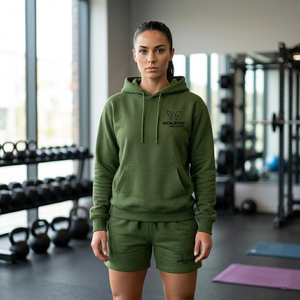 Conjunto de Sudadera con Capucha y Pantalones Cortos Deportivos para Hombre y Mujer, Transpirable, Ecológico, de Forro Polar, Ropa Deportiva de Invierno para Entrenamiento, Running y Deportes - Product Image 6