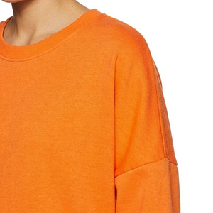 Sweat-shirt surdimensionné à col rond pour femme, orange uni, 100 % coton, épaules tombantes, manches longues, respirant, tricoté, pour l'automne - Product Image 3