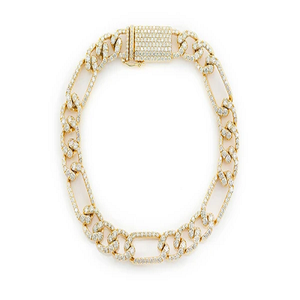 Luxury 18K Gold Plated Diamond Chain Bracelet Round Brilliant Cut Bezel Setting Geometric Style Unisex Everyday Wear - Product Image 1