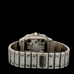 Montre squelette en or blanc certifiée avec testeur de diamants de qualité supérieure, diamants Moissanite VVS, fonctionnant sur piles. - Product Image 3