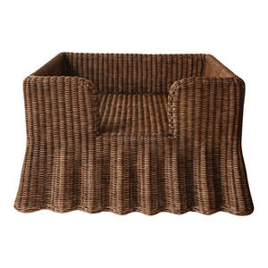 Lit pour chien en rotin brun foncé, dossier haut, tressé, canapé-lit pour animaux de compagnie, chaise-coussin, lit de luxe, grand canapé pour chien, mobilier de salon pour animaux de compagnie - Product Image 1
