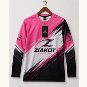 Wholesale Ziakot Industry Custom Pink Navy-<b>White</b> <b>Long</b> <b>Sleeve</b> Performance <b>T</b>-<b>Shirt</b> - Product Image 3