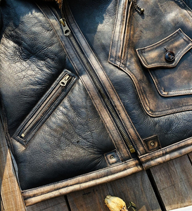 Husten Wear <b>Men's</b> Genuine <b>Leather</b> Bomber <b>Jacket</b> with Polyester Lining Windproof Streetwear Front Logo Winter Coat - Product Image 4