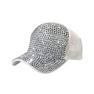 Gorra de béisbol con pedrería brillante y diseño rasgado, gorra trucker con malla trasera, visera cubierta de cristales, transpirable, impermeable, sombrero de sol de verano - Product Image 4