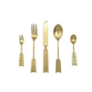 Juego de cubiertos de latón dorado premium, elegante colección de utensilios de comedor, decoración de mesa con estilo para bodas - Product Image 6
