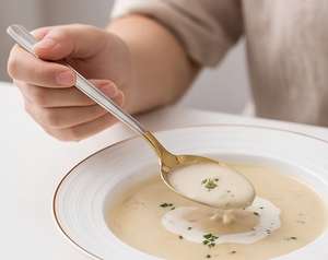 Premium <b>Gold</b> Plated Stainless Steel Dinner <b>Spoon</b> With Long Handle Mirror Polish Modern Design Durable Tableware - Product Image 3