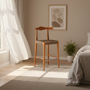 Chaise de bar robuste Mudi Luxury en teck massif, finition naturelle, design scandinave, pour usage commercial, scolaire et extérieur - Product Image 3