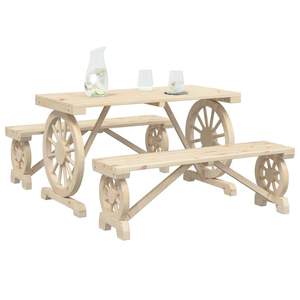 Conjunto de Comedor de Jardín de Madera de Abeto Natural Sólido de Durabilidad Media - Product Image 3