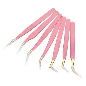 Pinzas para pestañas con punta de fibra de acero inoxidable al mejor precio, nuevas pinzas para pestañas con punta dorada. - Product Image 3
