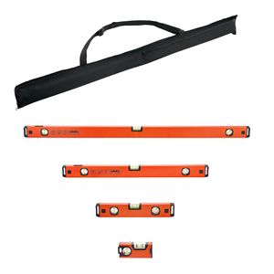 Set di livellatori magnetici Torpedo 4/12/24/40 in lega di alluminio trasparente con 3 fiale verdi e foro per appendere, include 4 pezzi - Product Image 1