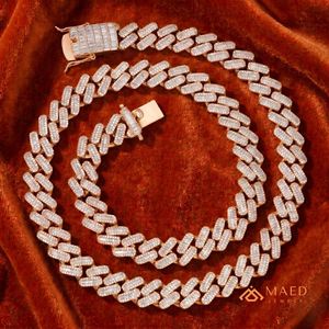 Collier en Moissanite Plaqué Or Rose, Chaîne Maille Cubaine, Bijoux Tendance pour Femmes et Hommes, Chaîne Fine Style New York, Look Moderne - Product Image 5