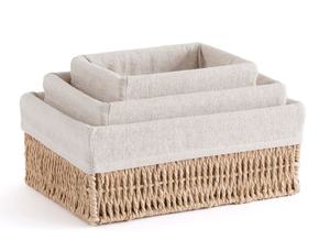 Natural Woven <b>Organizer</b> Basket Set with Removable Cloth Lining, Ideal for Home Storage - Product Image 3