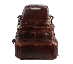 Premium Genuine Leather Vintage Fashion Lightweight Backpack Men Women Durable Travel Laptop Bag Stylish Zipper Closure Cotton - Product Image 4