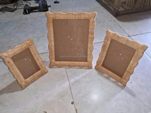 Rustic Green Rattan UV <b>Printed</b> Eco-Friendly Scalloped Wicker Photo <b>Frame</b> Tabletop Desktop Art Holder for Living Room Bedroom - Product Image 6