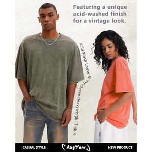 2025 camisetas de lavado ácido de algodón Vintage de gran tamaño para hombres y mujeres, Camisetas básicas Unisex con mangas cortas y estilo de Club holgado - Product Image 6