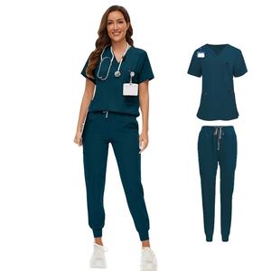 Elegante nuevo traje de enfermera antiarrugas para mujer, Jersey vívido, uniformes médicos de tela, conjuntos de hospital - Product Image 1
