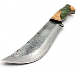 Cuchillo de Cocina Artesanal de Acero con Alto Contenido de Carbono, Mango de Madera de Burl con Resina Verde - Product Image 6