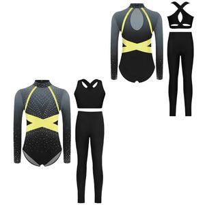 Conjunto de leotardo con chaleco y leggings para niñas de 6 a 16 años, para gimnasia, patinaje artístico, danza lírica y moderna. - Product Image 3