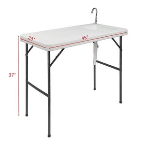 Tavolo Pieghevole Portatile per Filettatura Pesce e Cucina da Campeggio con Lavello e Rubinetto - Product Image 4