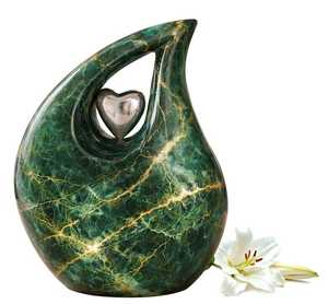 Urna Funeraria de Lujo en Forma de Lágrima Verde – Urna Conmemorativa de Metal para Cenizas - Product Image 1
