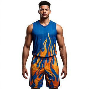 Conjunto de Camiseta y Pantalones Cortos de Baloncesto Sublimados con Llama Elite Personalizados para Hombre, Uniforme de Entrenamiento Transpirable de Secado Rápido - Product Image 3