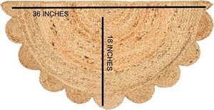 Alfombra Tejida a Mano con Borde Festoneado de Yute, Colección Decorativa Clásica de Calidad para Sala de Estar y Cocina - Natural - Product Image 5