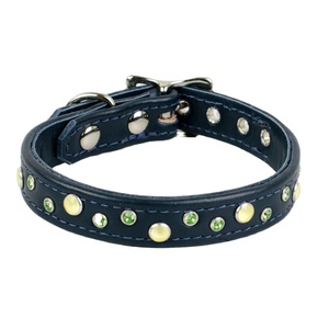 Top Quality Genuine Leather Dog Collar With Crystals <b>Studs</b> Decoration Top Indian Manufacturer Supplier Saman Exports - Product Image 2