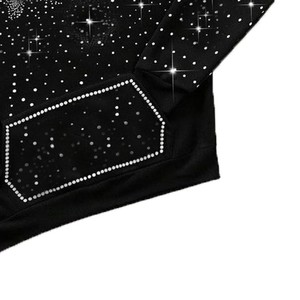 Sweat-shirts à capuche 100 % coton pour hommes, entièrement ornés de cristaux, style streetwear, fabrication OEM sur mesure, usine de vêtements. - Product Image 4