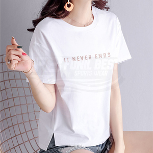 Camiseta Casual de Hip Hop para Mujer, Personalizada, Holgada, 100% Algodón Tejido, Anti-Pilling, Ecológica, Transpirable, 180g, con Logotipo Estampado - Product Image 1