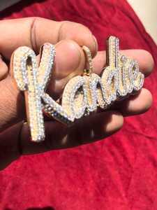 Colgante Personalizado con Nombre en Letras Estilo Hip Hop, Plata de Ley 925 con Moissanita, Collar con Dijes Brillantes de Lujo - Product Image 3
