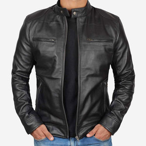 Chaqueta de Invierno para Hombre, de Cuero Vacuno Genuino, Corte Ajustado, Cuello Alto Personalizado, Logotipo Frontal, Ecológica y Transpirable, en Oferta - Product Image 1