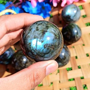 Natural Labradorite Gemstone <b>Sphere</b> (<b>Ball</b>) Polished Fairy Healing Stone for Meditation and Home Decor From Rajasthan Wholesale - Product Image 4