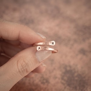 Bague ajustable en cuivre faite à la main, minimaliste, pour femme, pour mariage, fête, cadeau - Product Image 2