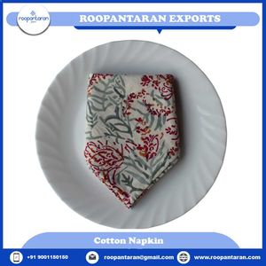Lot de 4 serviettes en coton imprimées à la main, motif floral classique, 45x45 cm, lavables en machine, pour la décoration de table - Offre Spéciale - Product Image 6