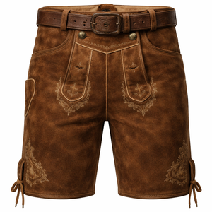 Pantalones Cortos Bávaros Personalizados para Hombre, de Cuero Genuino con Mezcla de Algodón, Logotipo Personalizado y Etiquetas Tejidas - Proveedor Mayorista OEM - Product Image 1