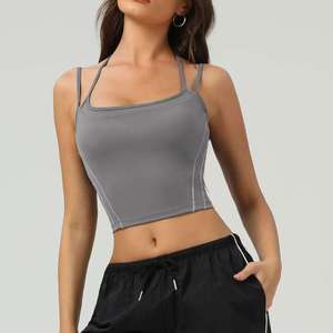 Soutien-gorge de sport sans coutures pour femme, dos nageur, col ras du cou, maintien moyen, pour yoga et fitness, couleur unie, respirant, séchage rapide, anti-transpiration - Product Image 3