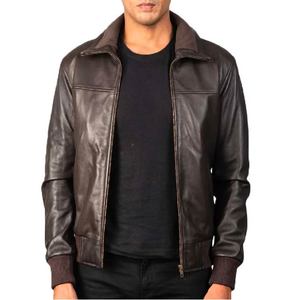 Chaqueta Bomber de Cuero Vintage para Hombre, Duradera, Elegante, Resistente al Viento, para Uso Casual y al Aire Libre, Cómoda y Duradera, Prenda Exterior con Clase - Product Image 1