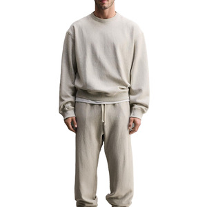 Sweat-shirt à col rond surdimensionné 100% coton tricoté couleur unie minimaliste respirant pour l'automne - Product Image 4