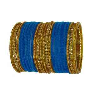 Juego de brazaletes islámicos de moda en tono dorado intenso, joyería tradicional india y pakistaní para mujeres. - Product Image 2