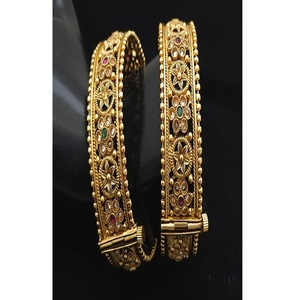 Radiant Best Quality Brass Gold Plated Moissanite Kundan Trendy Women's Fashion <b>Bangle</b> <b>Bracelets</b> for Wedding Wear - Product Image 1