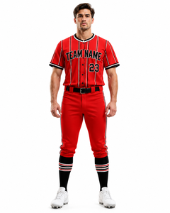 Wholesale Custom Baseball Team Uniform Full Button Baseball Jersey and Pants Set Breathable <b>Athletic</b> Sportswear Supplier - Product Image 1