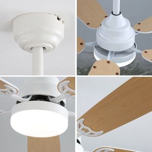 Modern 52-Inch Indoor <b>Ceiling</b> <b>Fan</b> with Dimmable 6-Speed Wind 5 Wood Blades <b>Remote</b> <b>Control</b> Reversible DC Motor and LED Light - Product Image 6