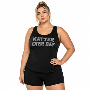 Women Plus Size Tank <b>Top</b> Gym Workout Singlet Breathable Eco-Friendly Washed Jersey Fabric Polyester/Cotton Scoop Neck Printed - Product Image 1