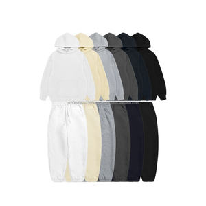 Sweat-shirt à capuche à manches raglan en polaire polaire lourd personnalisé Ensembles de sweats à capuche et de pantalons de survêtement de couleur unie - Product Image 1