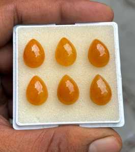 พลอยอะเวนเจอรีนสีเหลืองทรงหยดน้ำแบบคาโบชอง รูปทรงลูกแพร์ ขนาดมาตรฐาน พลอยธรรมชาติแบบเม็ดเดี่ยว สำหรับทำเครื่องประดับ - Product Image 4