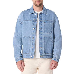 Nouvelle veste en jean bleu clair pour homme, style décontracté, col rabattu, boutonnée, avec poches avant - Product Image 1