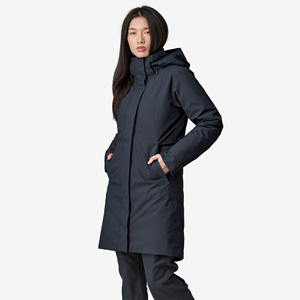 Parka longue à capuche pour femme, manteau d'hiver imperméable en polyester matelassé, manches longues, style minimaliste, coupe-vent, écologique, couleur unie - Product Image 6