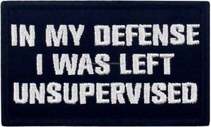 Táctico divertido aplique sujetador gancho bucle emblema bordado blanco negro 'en mi defensa me quedé sin supervisar' parche flor - Product Image 2